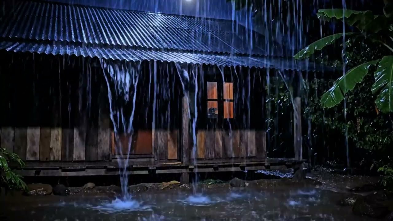1 Hour Heavy Rain at Night – ASMR for Sleep & Stress Relief