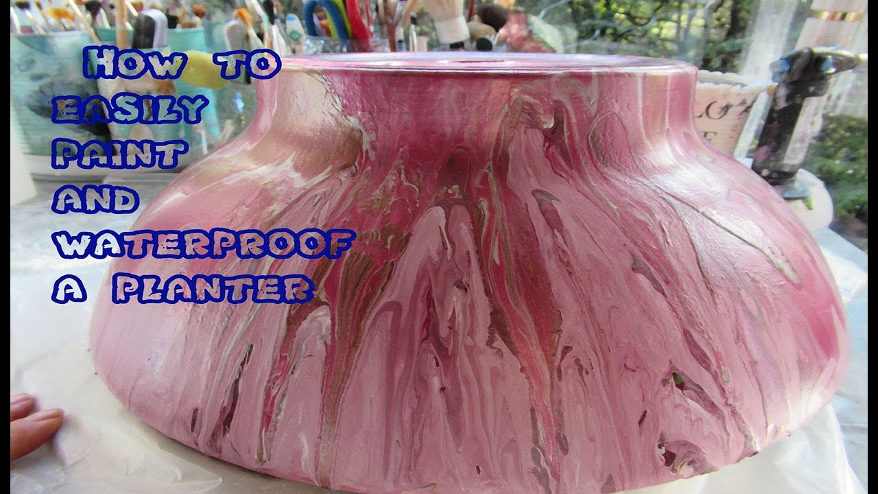 DIY Weather Proof Paint Pour Terra cotta Planter
