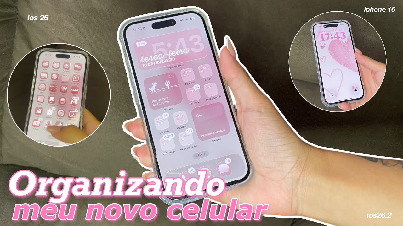 ORGANIZANDO MEU NOVO CELULAR ♡ IPHONE 16 | ios 26.2, widgets, apps…