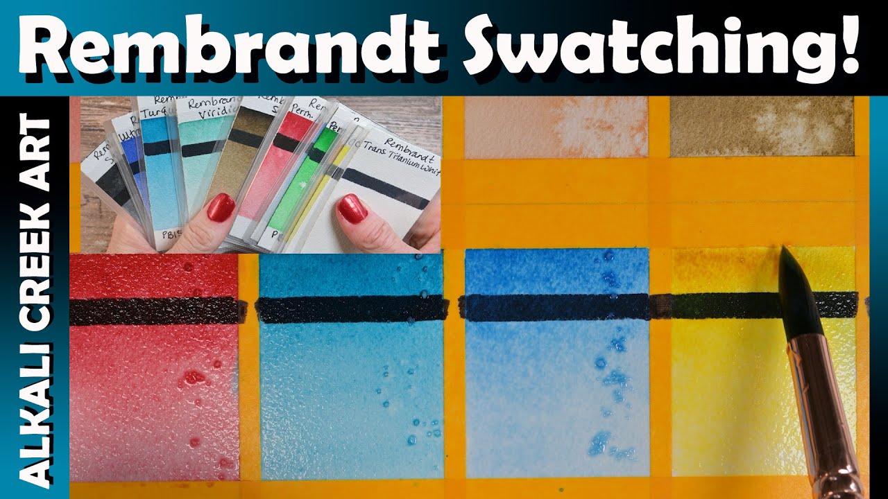 Rembrandt Swatching of the 12 Half-Pan Set and 5 Additional Colors