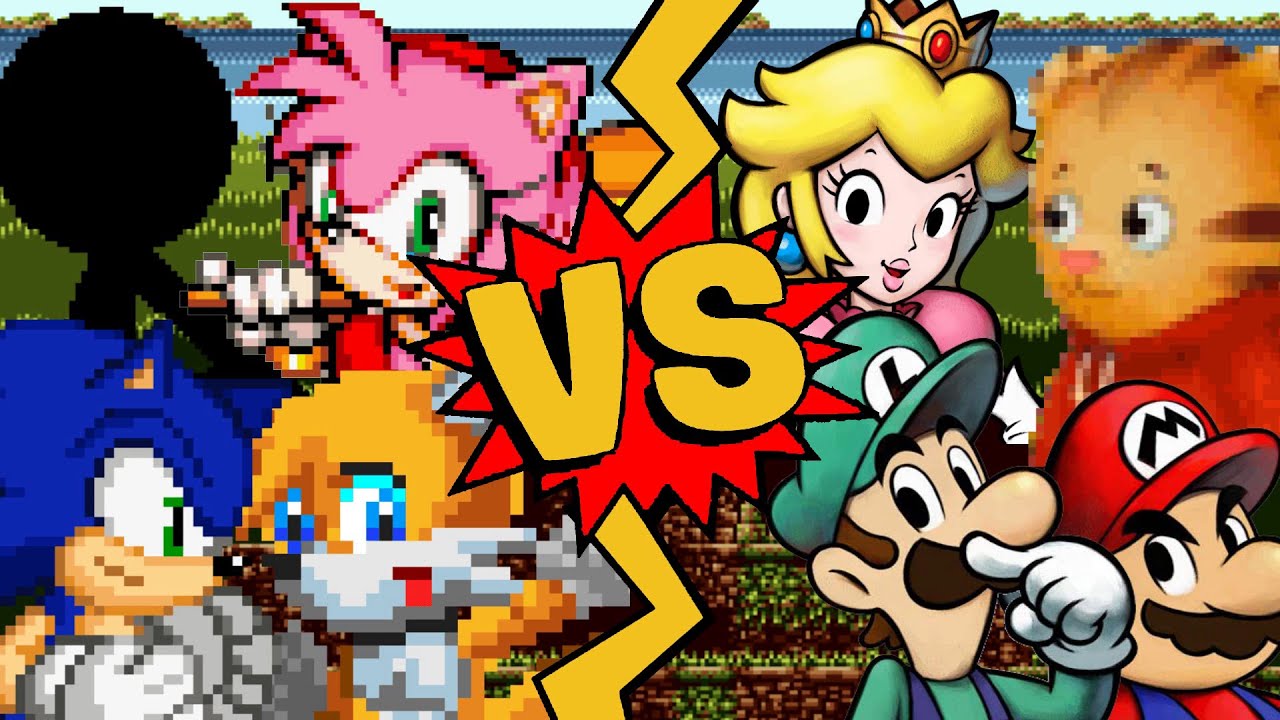 M.U.G.E.N Battles | Marshall/Sonic/Tails/Amy Rose vs Mario/Luigi/Princess Peach/Daniel Tiger