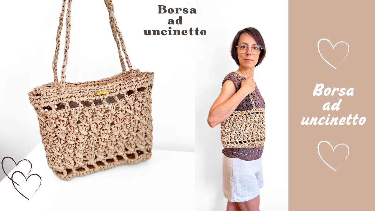 Borsa Hawaii facile da realizzare all'uncinetto in raffia  easy crochet bag