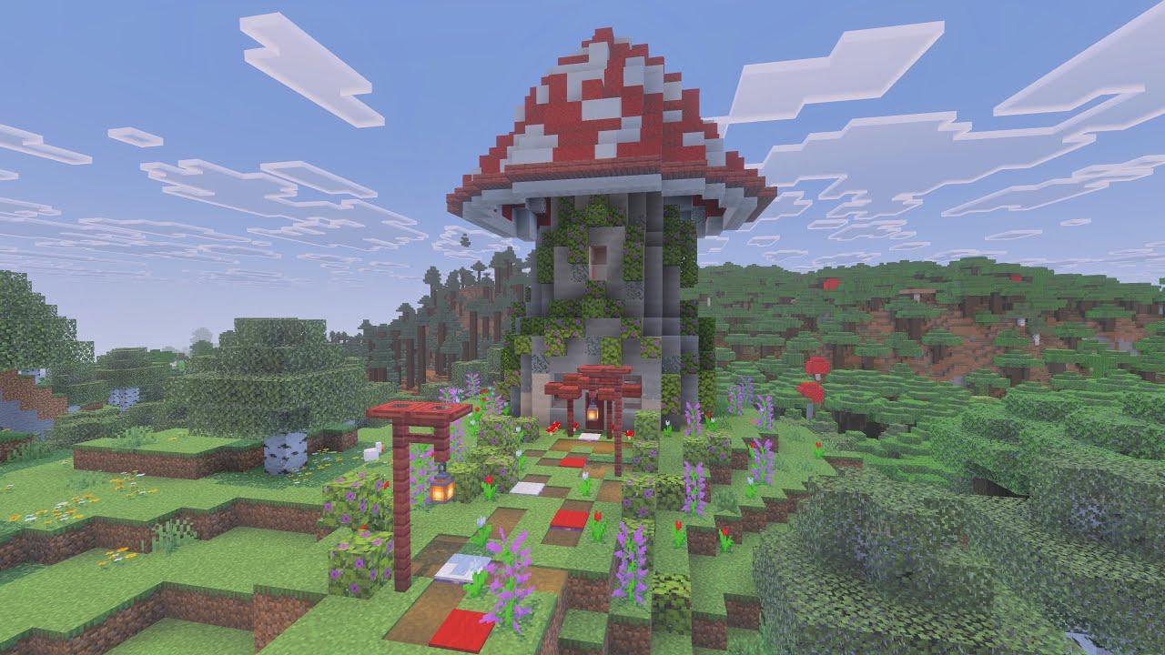 Minecraft Tutorial: How to build a Cozy, Aesthetic Mushroom House 🍄✨