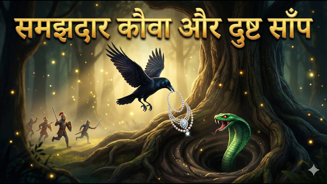 समझदार कौवा और दुष्ट साँप | The Wise Crow and The Snake | Hindi Moral Storiescrow and snake