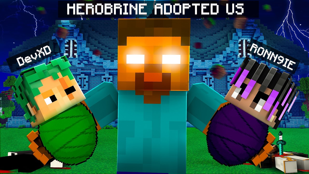 We Got Adopted By HEROBRINE in Minecraft😱