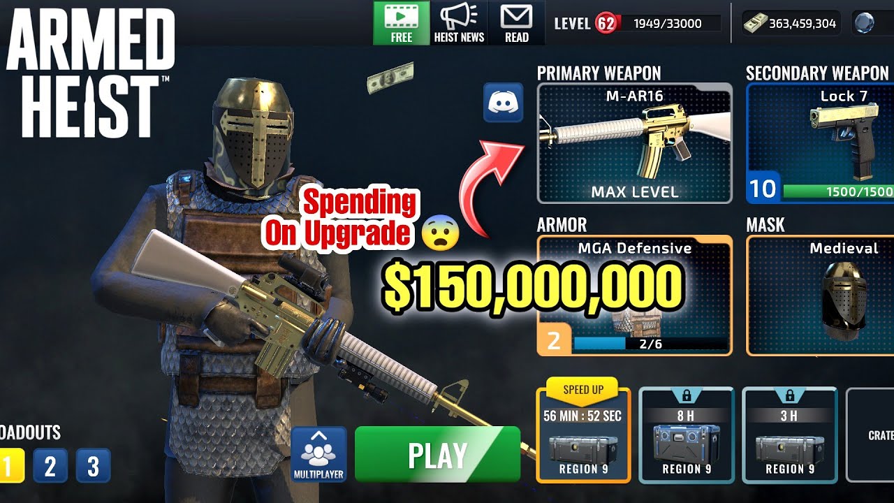 Max Level🔥 M-AR16 Common Rifle Level 13| Armed heist Multiplayer Gameplay