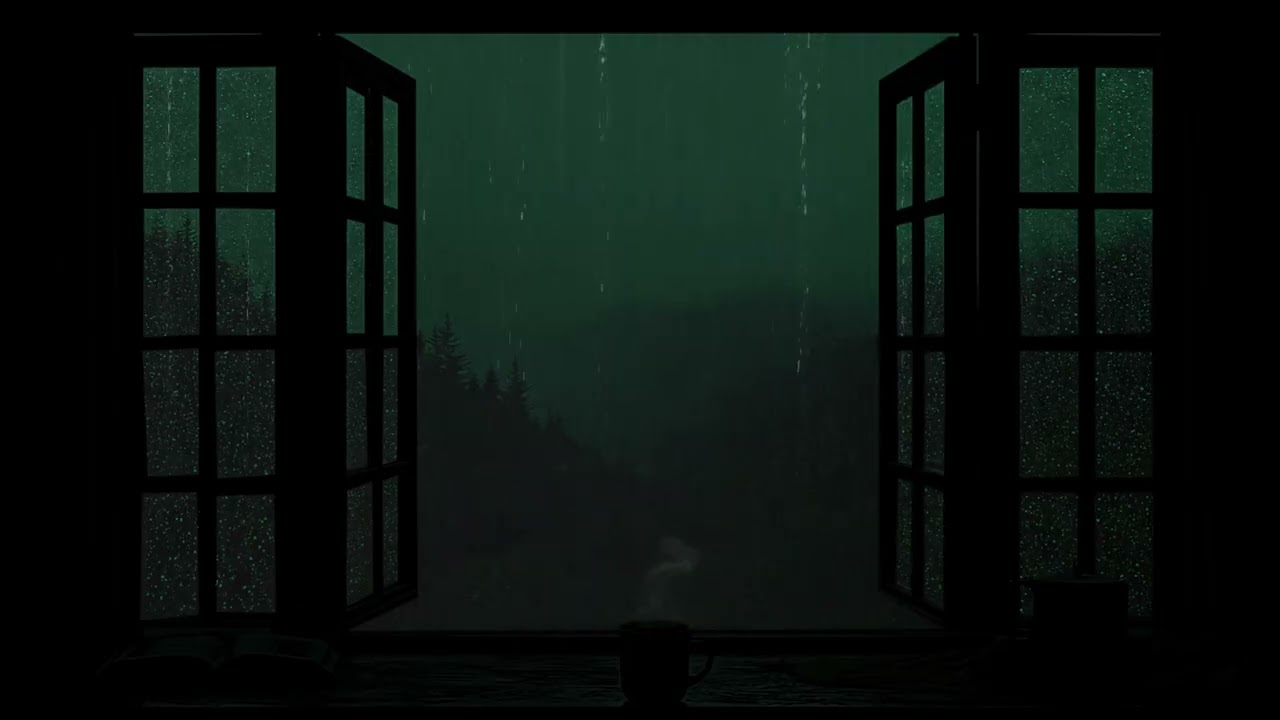 Slow Rain at Midnight Outside the Window | Warm Dim Bedroom Sounds for Fast Sleep, Study, Relax