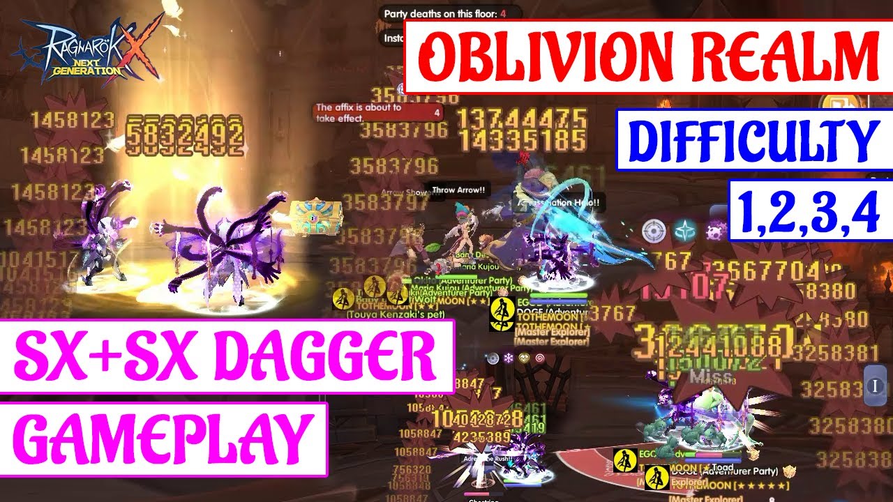 [ROX] OBLIVION REALM DIFFICULTY 1234 POV SHADOW CROSS SX+SX DAGGER CRITICAL GAMEPLAY : RAGNAROK X