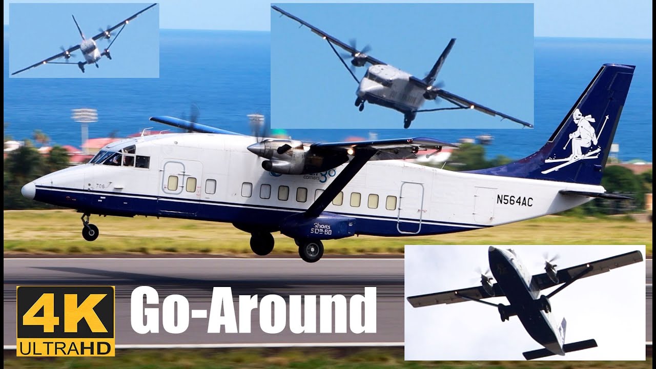 (4K) Unstable Approach !!! (Go Around) Air Cargo Carriers Short 360 @ St. Kitts Airport/Caribbean