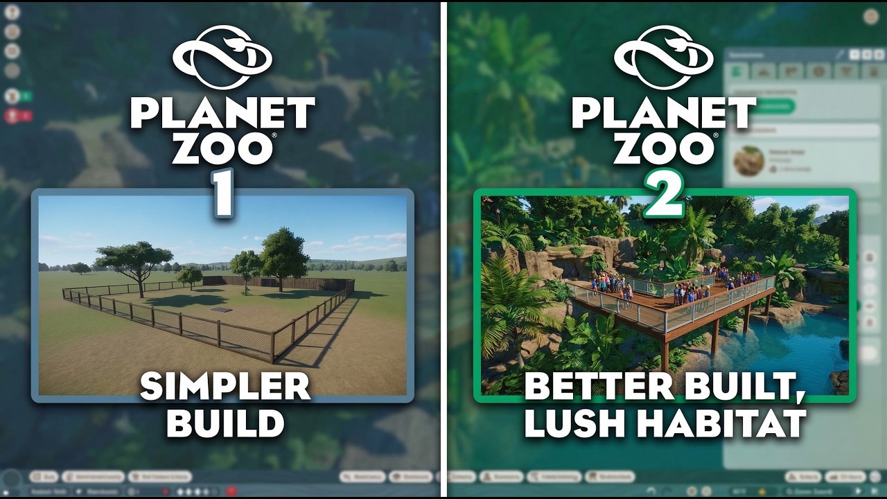 Planet Zoo 1 vs Planet Zoo 2 🦁 HUGE Habitat Upgrade! (Graphics & Building Evolution)
