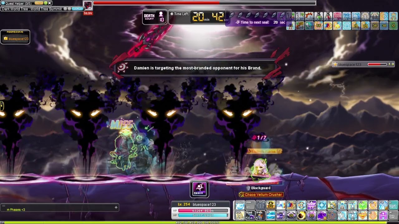 Maplestory - Solo Progression Dawn Warrior vs. Hard Damien [Reboot]