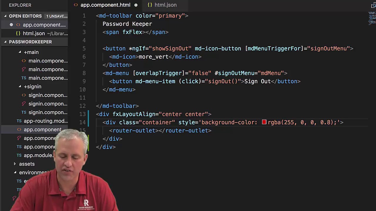Angular with Firebase course - Password Keeper - 04 Preparing the router outlet container