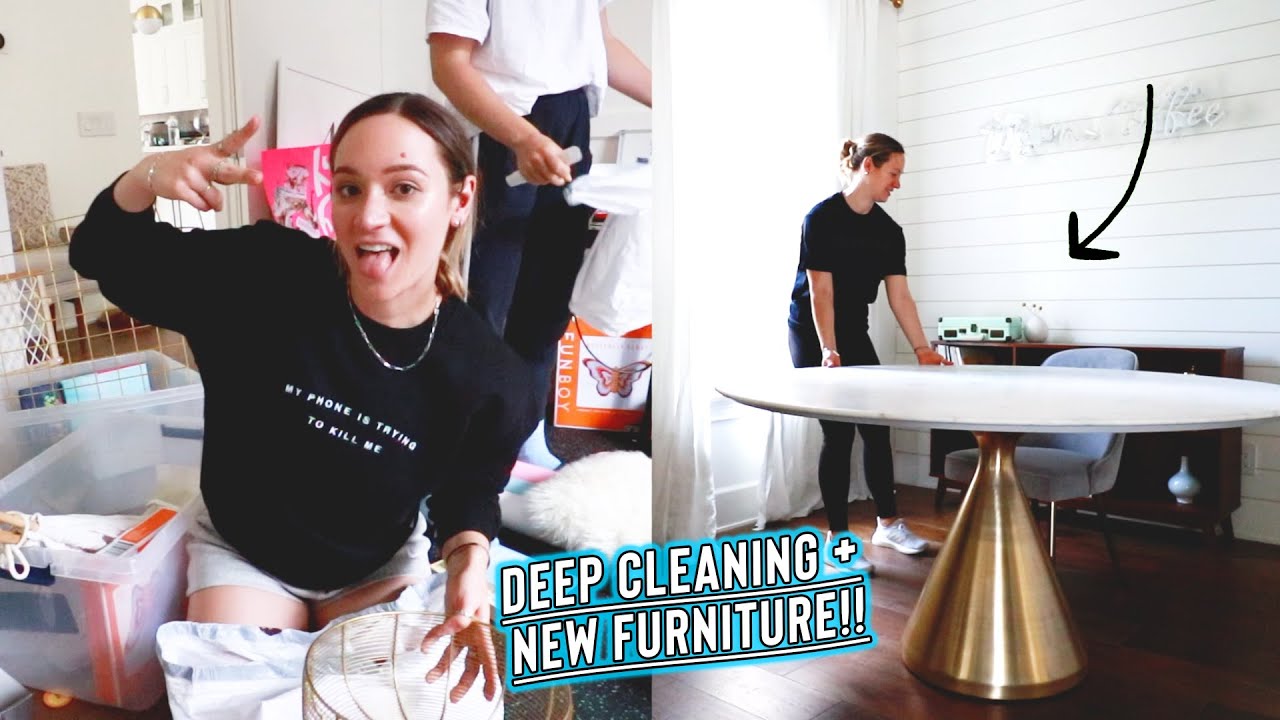 cleaning out the entire house / mailroom + new dining table!!!