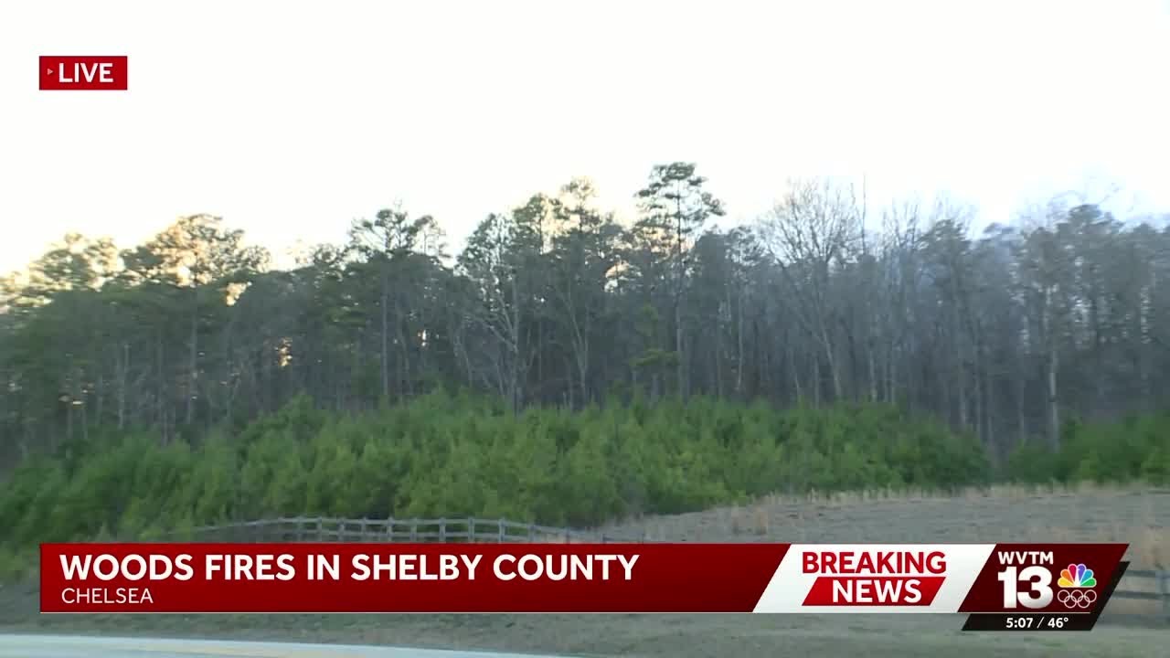 Firefighters on the scene of active woods fire in Shelby County