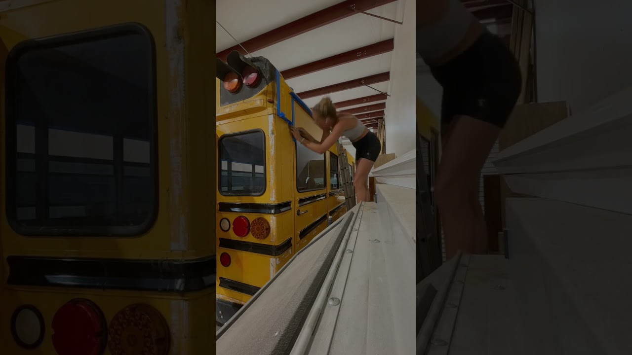 Painting the roof of our skoolie with flex seal! Bus Build Ep. 4 #skoolieconversion #skooliebuild