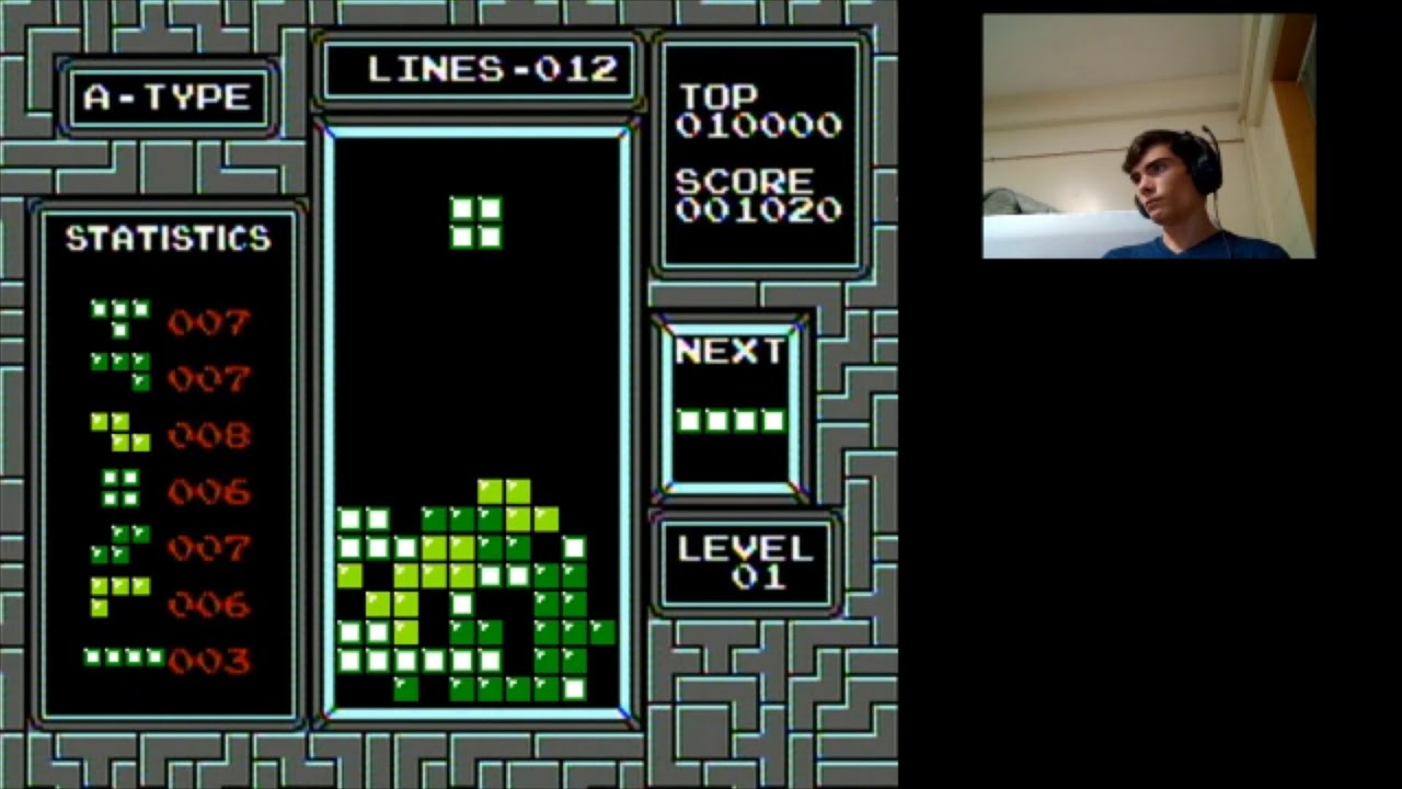 NES Tetris - 21 lines without rotating pieces
