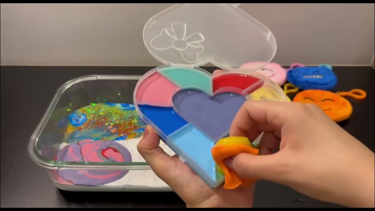 SUPER SATISFYING GLOSSY SLIME | Mixing Random Things Into Slime ✨