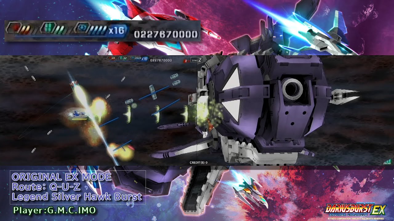 『ダライアスバーストACEX』オリジナルEXモード Q-U-Z　280,969,000pts.　Legend Silver Hawk Burst