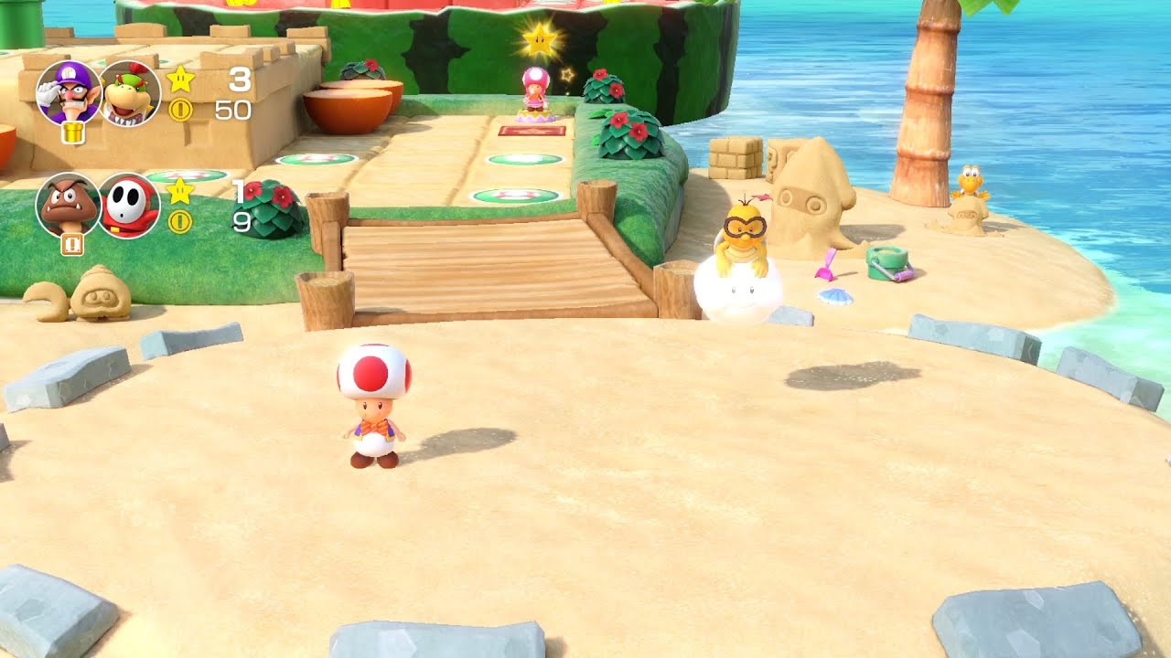 Super Mario Party Partner Party #2311 Watermelon Walkabout Waluigi & Bowser Jr vs Goomba & Shy Guy