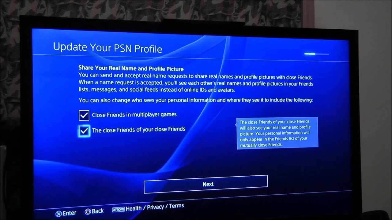 Setting up the PS4 for the first time