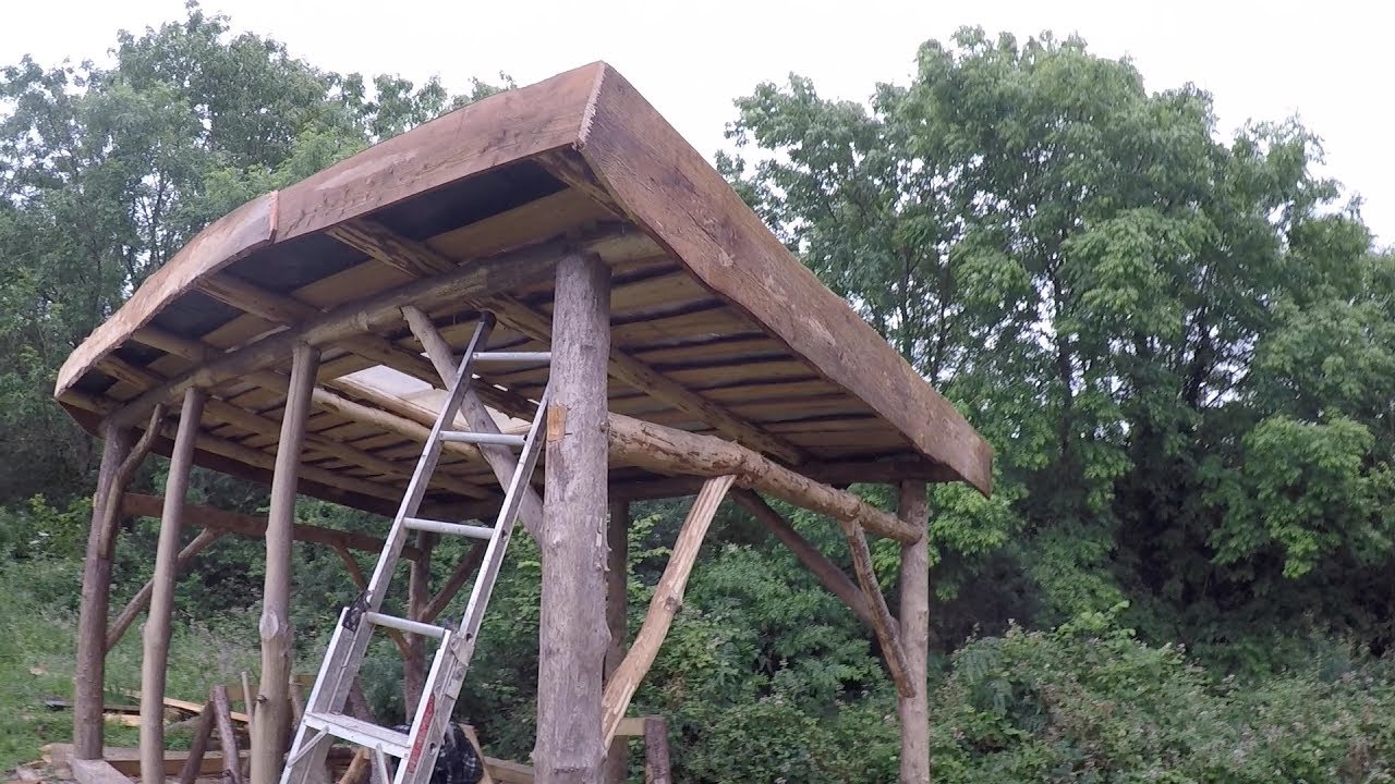 Roundwood timber framed shed part 8 Turf roof