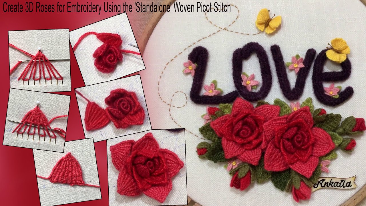 Amazing 3D Rose Embroidery: Learn This Simple Woven Picot Variation - Rose Embroidery Tutorial