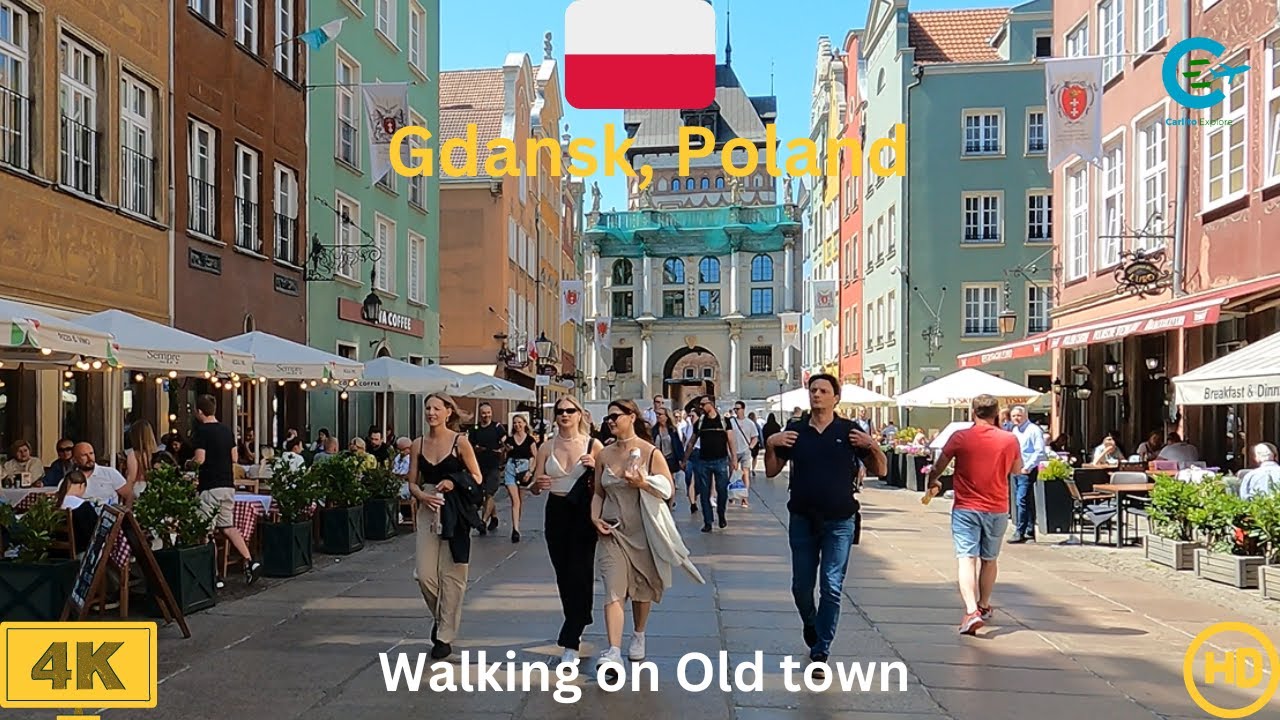 Walking Tour Old Town Main Street Gdansk 4K || Virtual Tour Main Street IN Old Town Gdansk, Poland