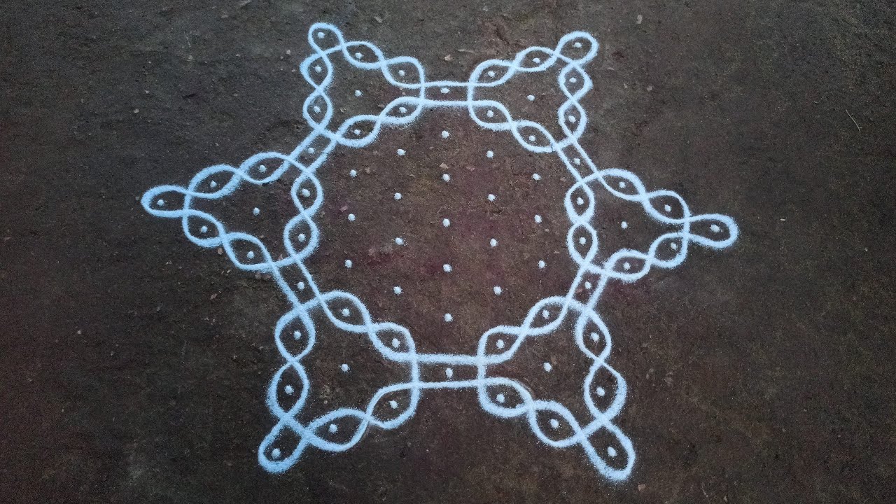 Border kambi kolam for aadi velli in 7 x 4 and around extra dots | sikku kolam | SathyaSelva Arts