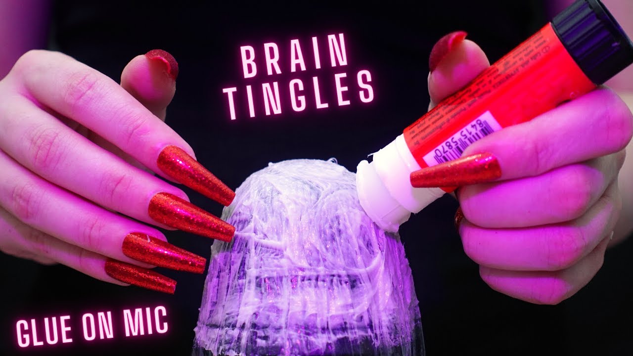 Asmr Glue on Mic | Best Asmr No Talking for Sleep and Relaxation with Long Nails - 4K