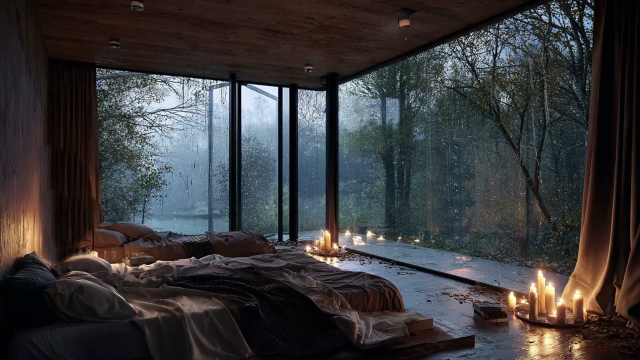 Deep Relaxing Piano 🌙 Rainy Night Ambience for Sleep, Calm & Stress Relief