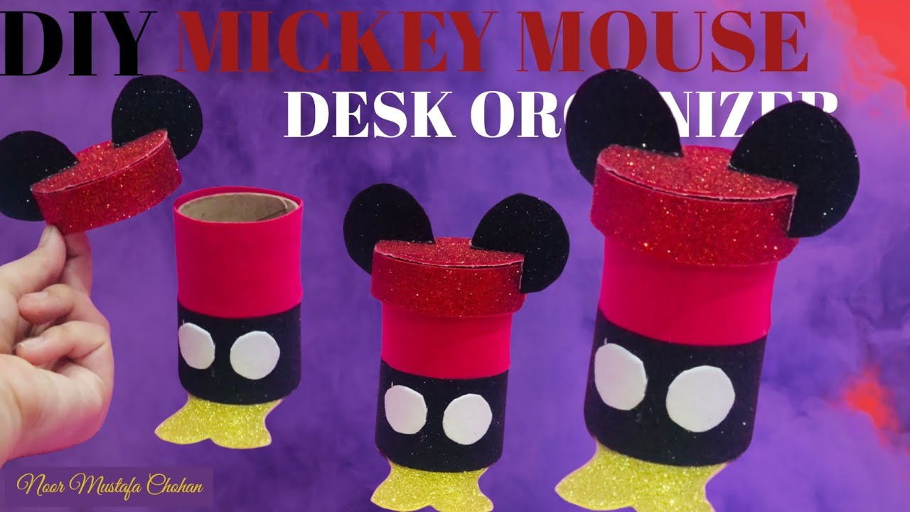 DIY MICKEY MOUSE DESK ORGANIZER🤍 | DESK ORGANIZER IDEAS ❤️| MICKEY MOUSE THEME CRAFT #mickeymouse 🐭