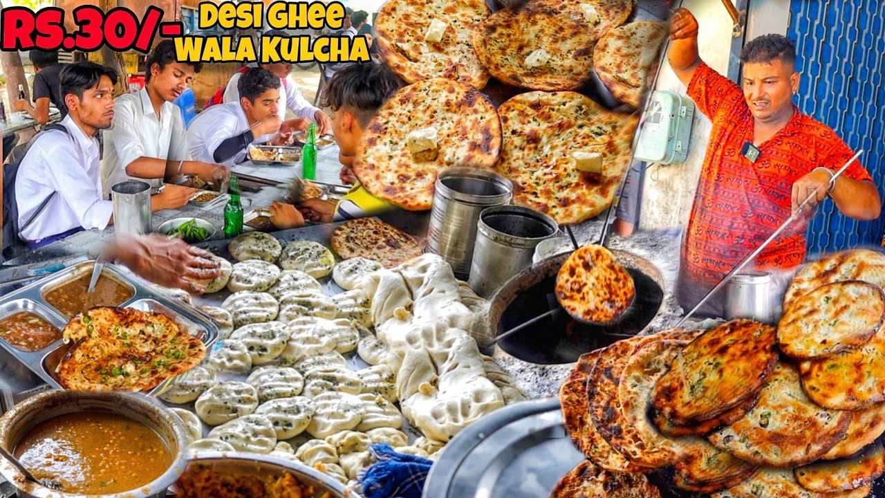 Rs.30/- Amritsari No. 1 Desi Ghee Wala kulcha | 1000+ Daily Plates kulcha chole Street Food India