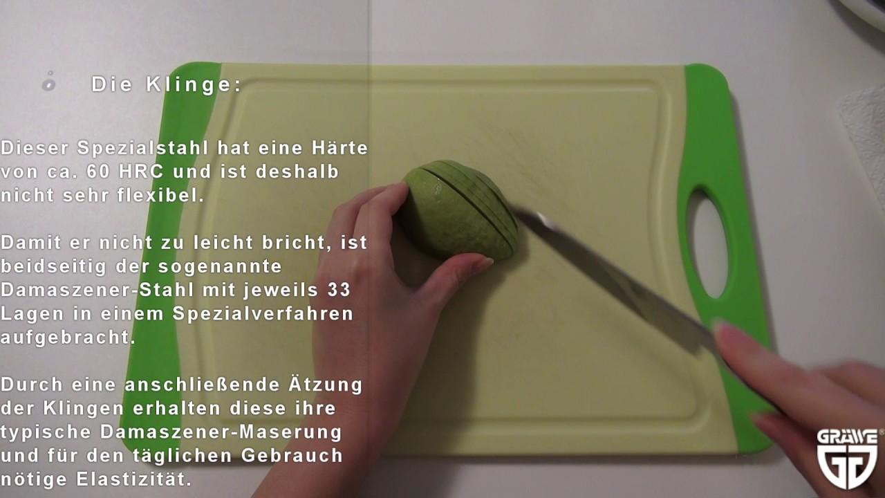 GRÄWE asiatisches Kochmesser 12,5 cm - Damastmesser für zarte Hände oder kleine Küchenarbeiten.