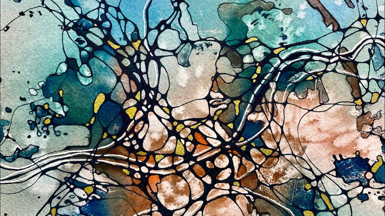 Abstract WATERCOLOR & INK - Relaxing Painting Process - 335