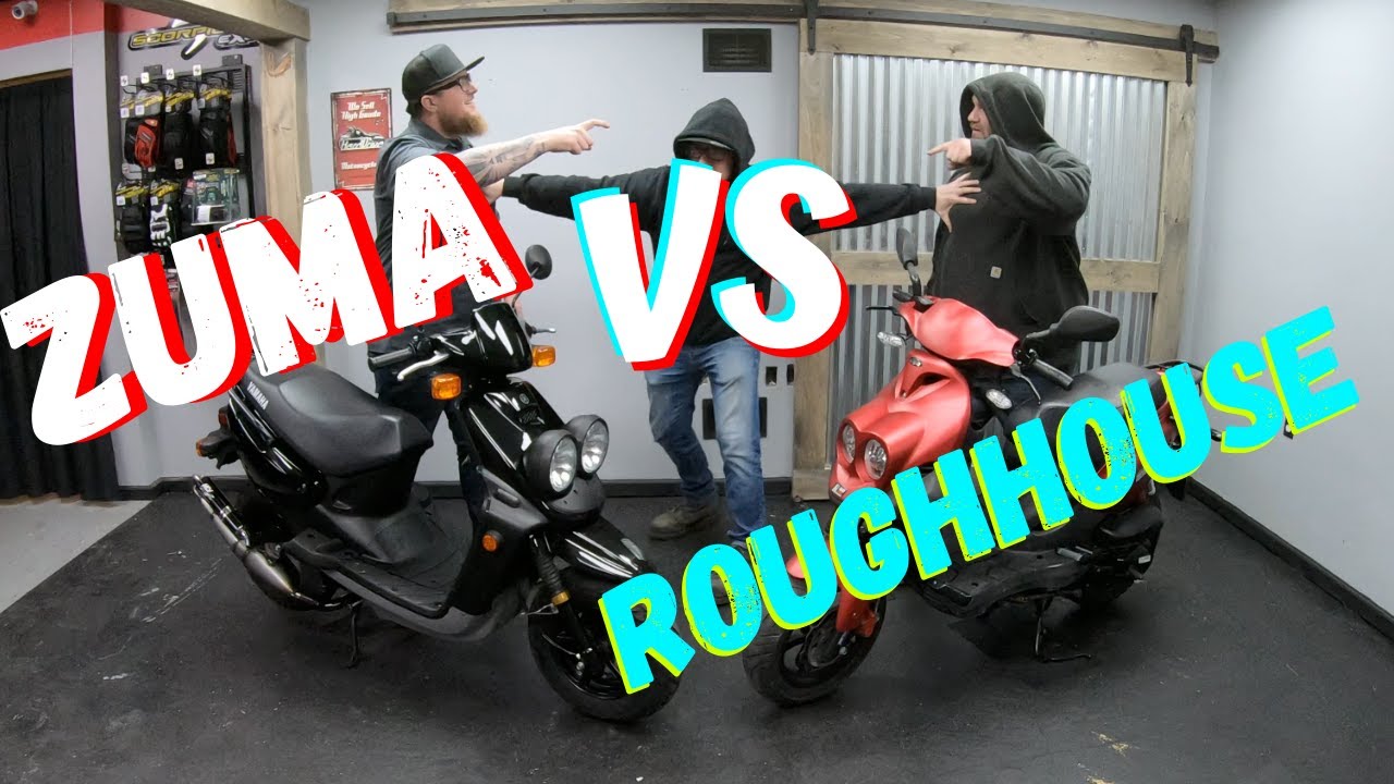 SCOOTER BATTLE! Zuma Vs RoughHouse who is the KING of the 2 STROKE 50's?  Specs/ Features/ RACE! 4K