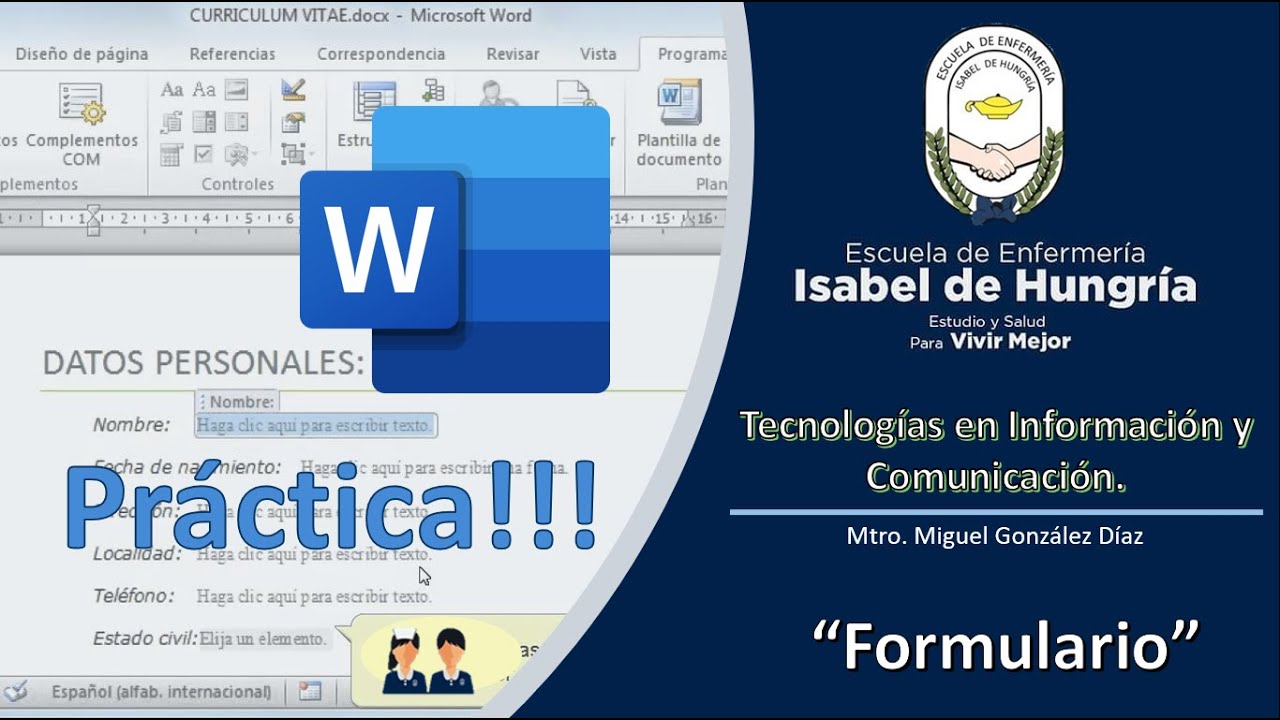 Formulario en Microsoft Word.