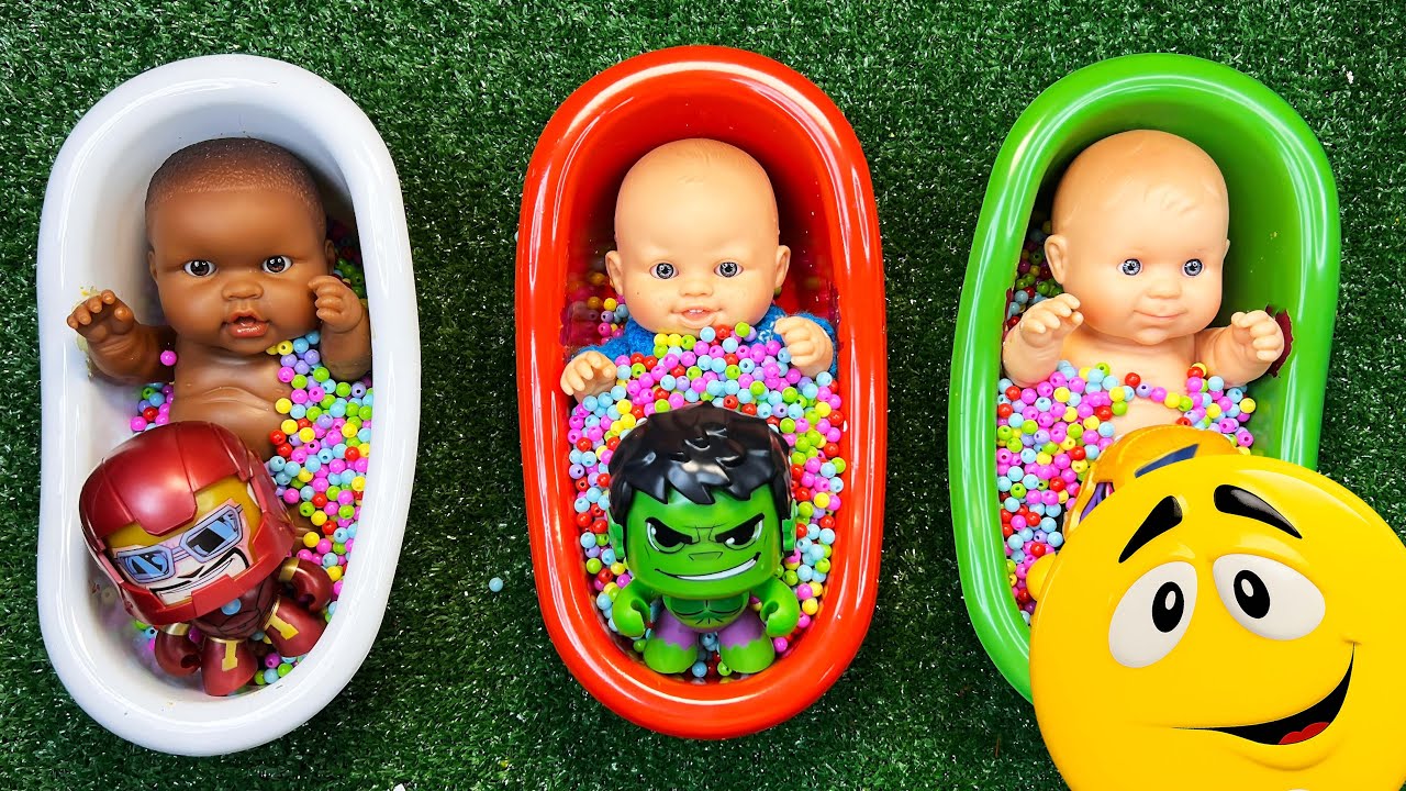 Full of 3 Rainbow BathTubs Candy with M&M's & Magic Slime Cutting Video