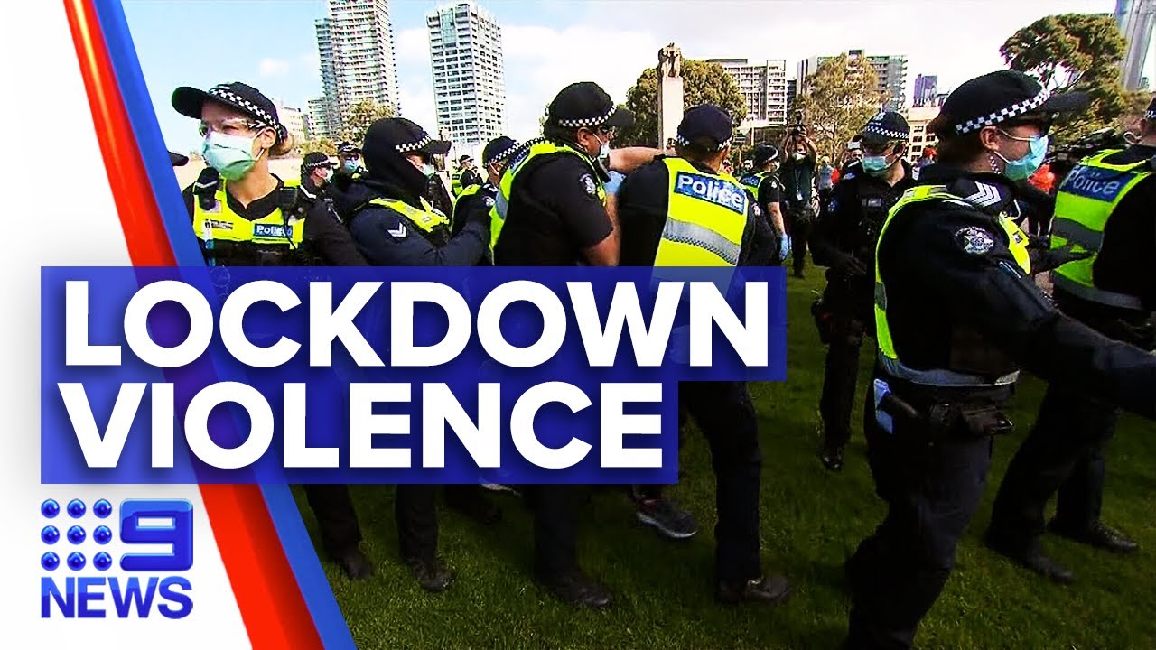 Coronavirus: Violence erupts between anti-lockdown protesters and police | 9News Australia