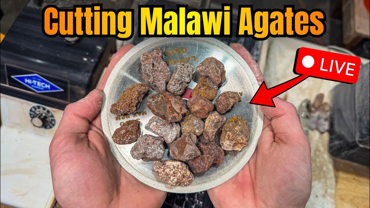 Cutting MALAWI Agates LIVE w/ Lapidary Saw!
