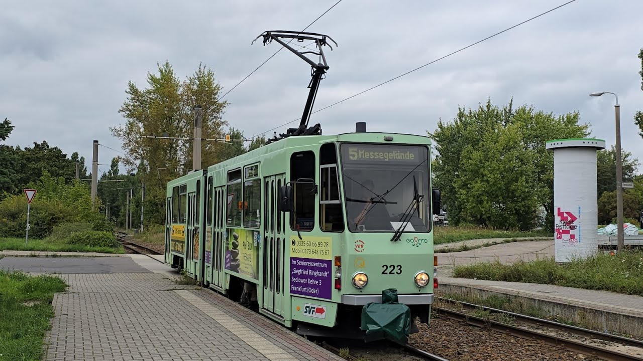 Tram Frankfurt (O)|Mitfahrt in der Tatra KT4D auf der 5 von Neuberesinchen bis Messegelände