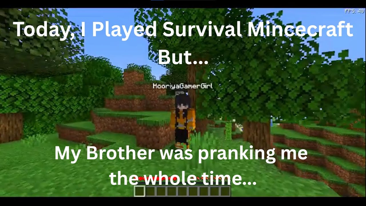 Today, I played survival minecraft but I was also getting pranked by my brother!