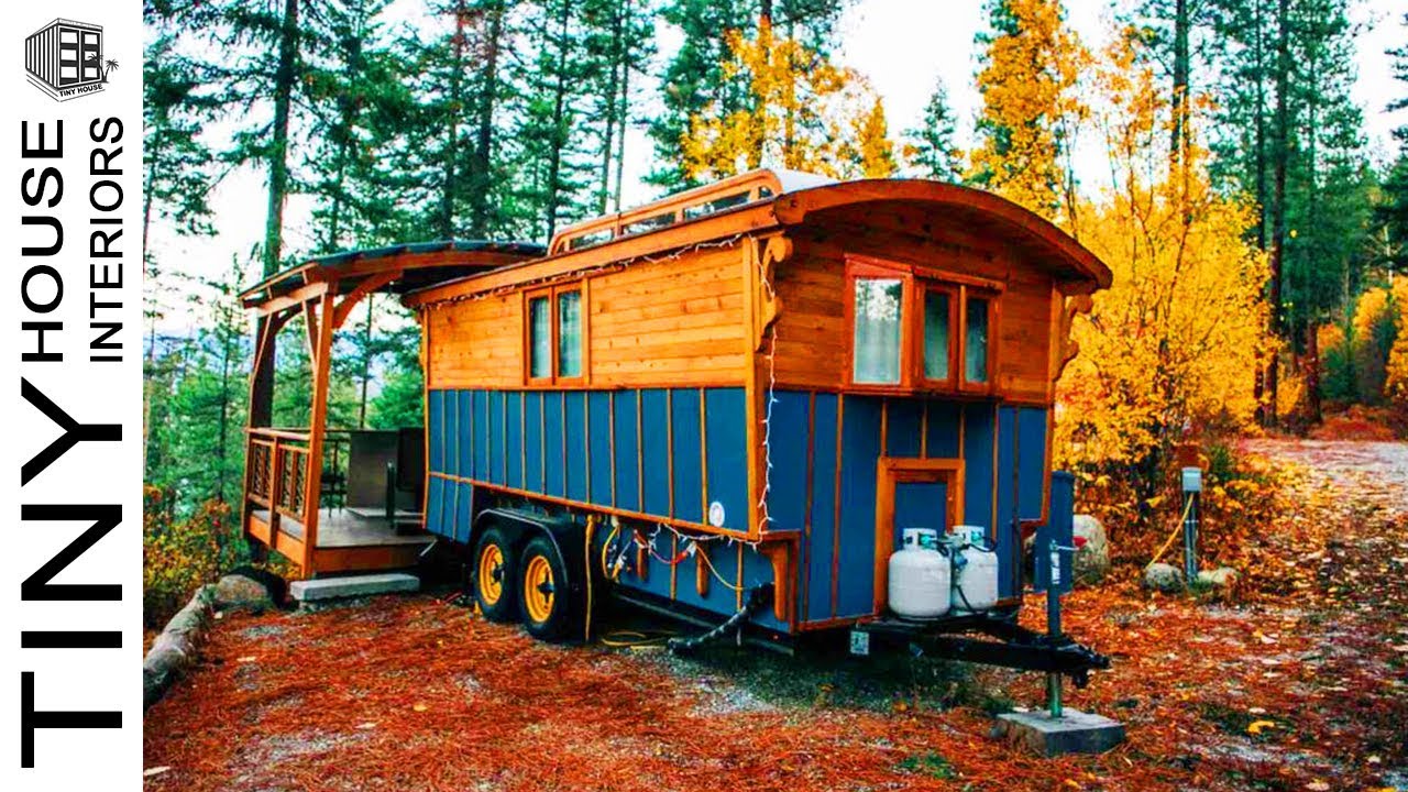The Most Colorful Blue Gypsy Wagon with Queen-Size Bed