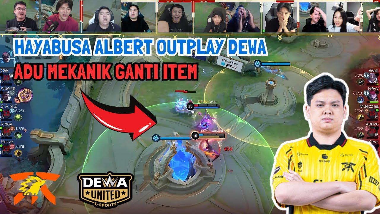 Histeris ! Reaksi Streamer Albert OutPlay Melawan Dewa United MPL ID Season 14
