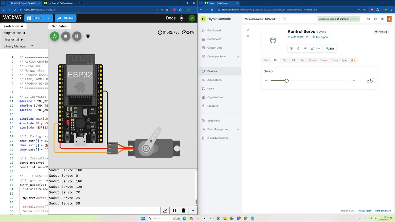 FULL Tutorial Menggerakkan Servo Melalui Smartphone Slider Blynk IOT WOKWI #wokwi #blynk #iot