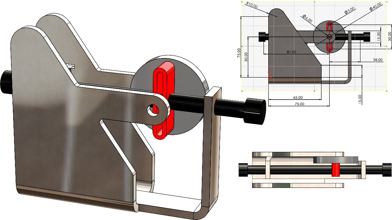 Mechanism 51 SolidWorks Tutorial: scotch yoke with sheet metal holder