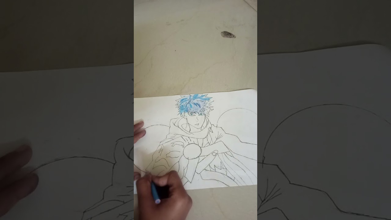 I coloured half gojo with Hollow purple 