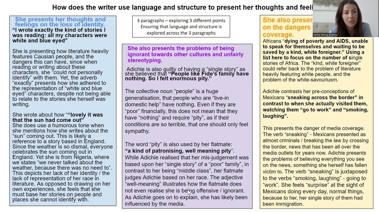 IGCSE Edexcel English Language Exam, Language Anthology - Danger of a Single Story
