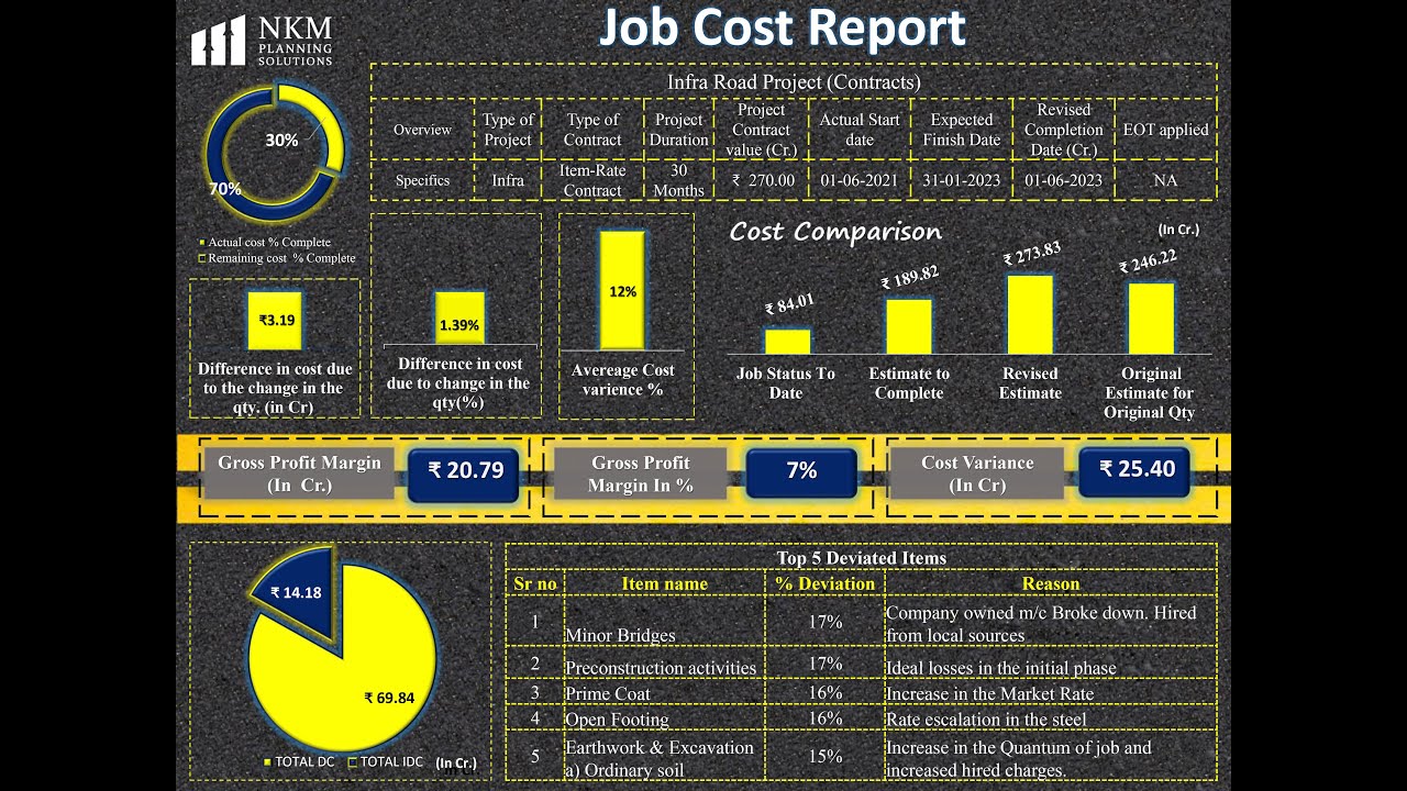 Project Job Cost Report Dashboard