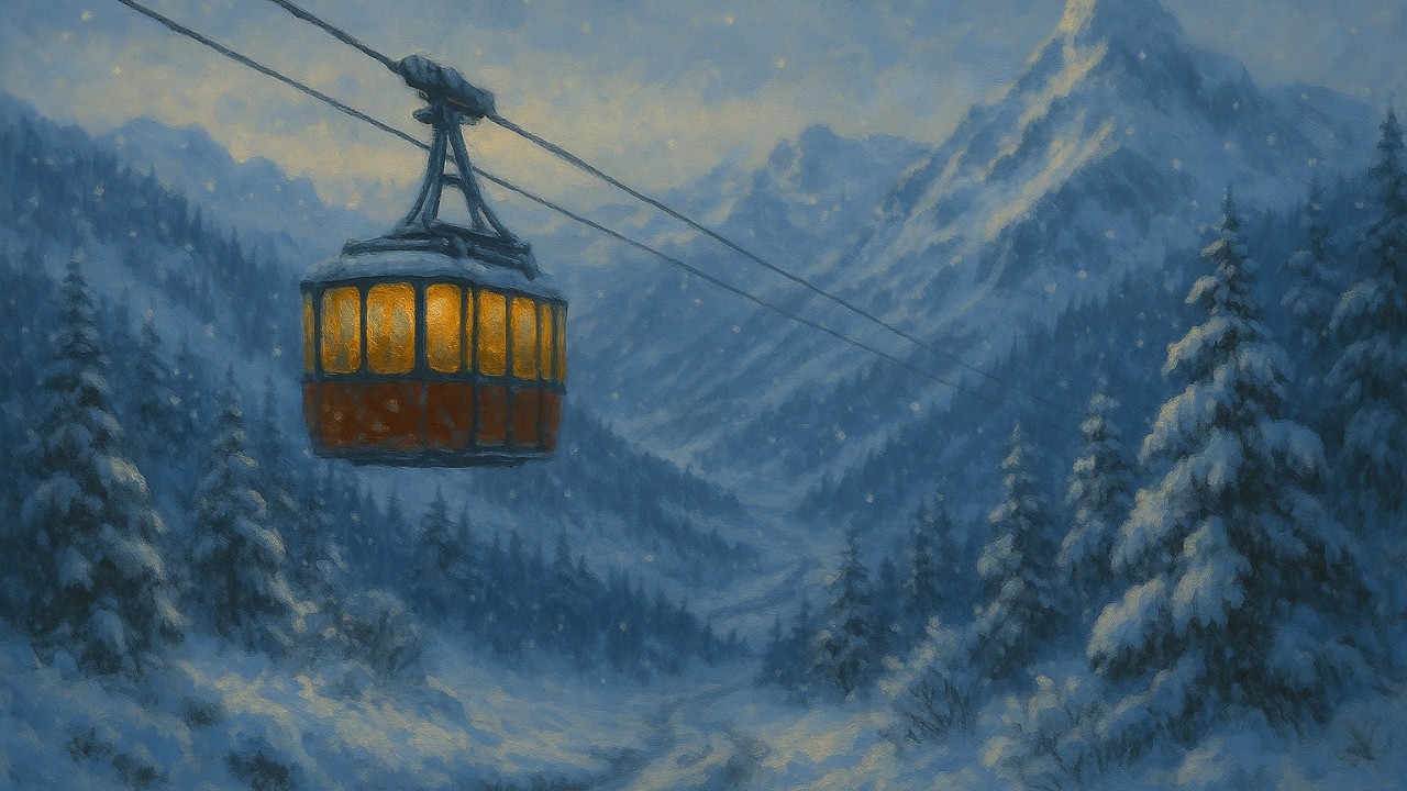 Art For Your TV | 1 Painting | 1 Hour | 4K | A Winter´s Cable Car