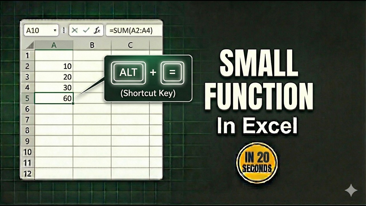 How to Use the SMALL Function in Excel | Find Lowest Values Instantly! Excel For Beginners 2026